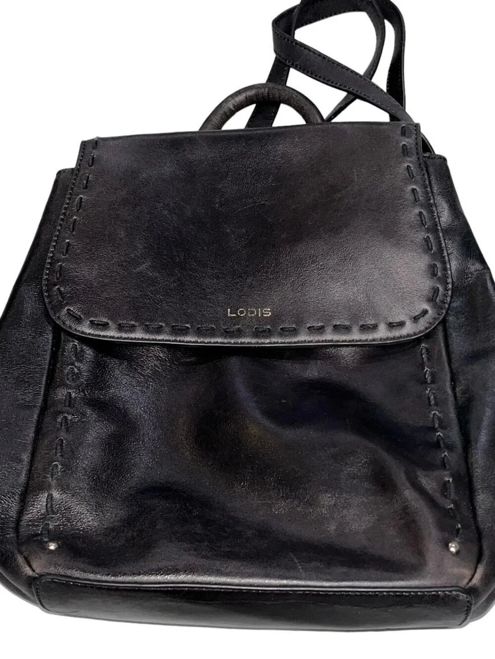 Lodis Black Leather Kai Purse Backpack Bag